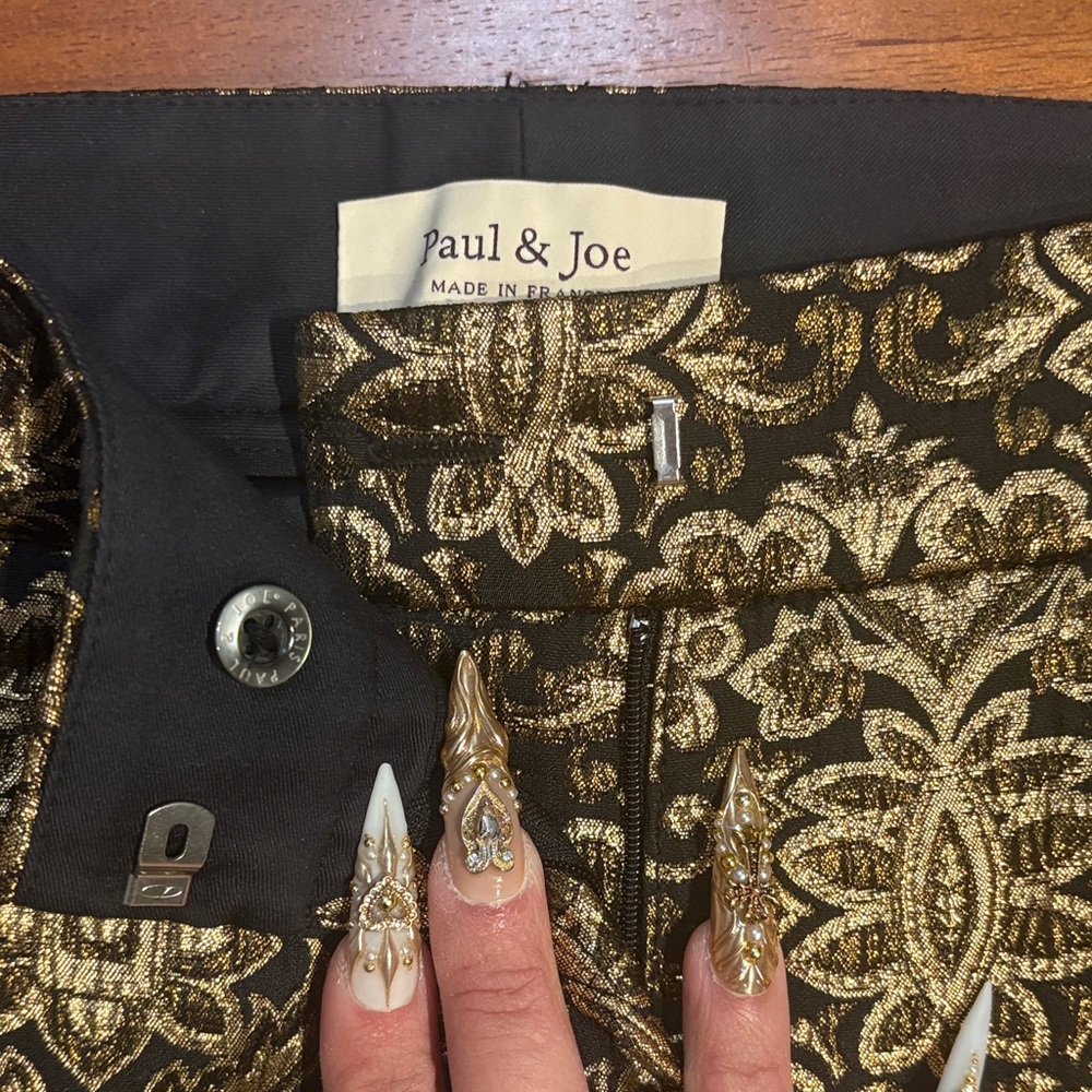 Paul & Joe Brocade Black and Gold Cropped Pants - Picture 4 of 14